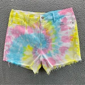 Judy Blue Watercolor Wonderland Tie Dye Cut Off Women's Shorts - Size: XL